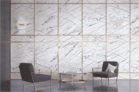 Marbre Blanc Rayures Noir Matte